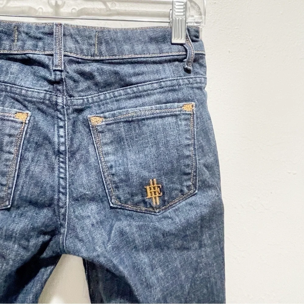 EASY MONEY Women’s Blue Dark Wash BENNIE Skinny Jeans Raw Hem Low Rise Size 24